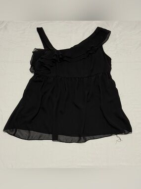 ✨3 for $20 THX Thanx Collection Black Asymmetrical Ruffle Sleeveless Chiffon Top